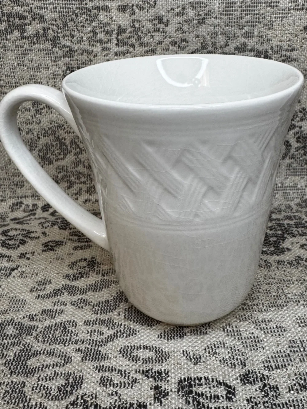 Martha Stewart French Cupboard Basketweave Embossed Pattern Coffee Mug Tea Mug